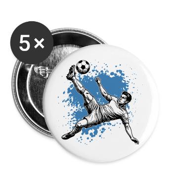 Soccer Shot Overhead Kick Goal Side Kick - Buttons large 2.2''/56 mm (5-pack) - white - Front