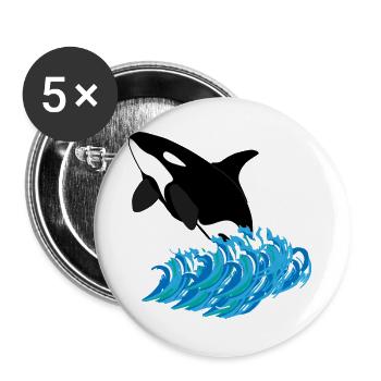 Orca-Druck - Buttons groß 56 mm (5er Pack) - Weiß - Vorne
