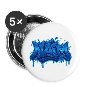 Graffiti  NAIM Prénom cadeau idéal imprimable sur  - Lot de 5 grands badges (56 mm) - blanc - Devant