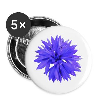 Kornblume - Buttons groß 56 mm (5er Pack) - Weiß - Vorne