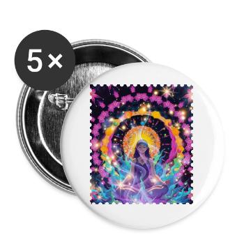 Mandala Meditation Aura - Buttons groß 56 mm (5er Pack) - Weiß - Vorne