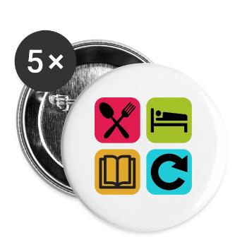 Eat Sleep Read Repeat Funny Quote Book - Buttons large 2.2''/56 mm (5-pack) - white - Front