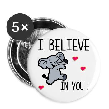 Motivation - I believe in you - Buttons large 2.2''/56 mm (5-pack) - white - Front