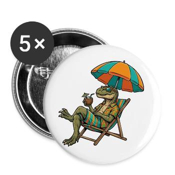 Stranddino im Tropenlook - Buttons groß 56 mm (5er Pack) - Weiß - Vorne
