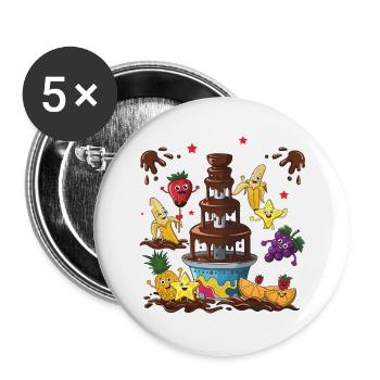 Fontaine à chocolat Fruit Friends Design - Lot de 5 grands badges (56 mm) - blanc - Devant