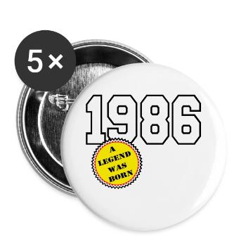 1986 Légende née, 40 ans - Lot de 5 grands badges (56 mm) - blanc - Devant