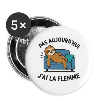 Not today, I'm lazy - Buttons large 2.2''/56 mm (5-pack) - white - Front