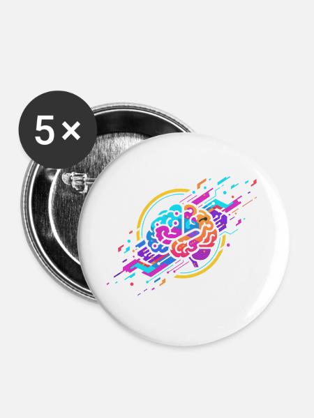 KI Brain - Buttons groß 56 mm (5er Pack) - Weiß