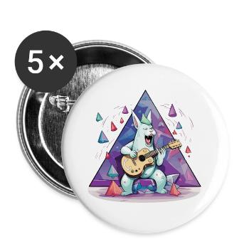Kristallbunny mit Gitarre - Buttons groß 56 mm (5er Pack) - Weiß - Vorne