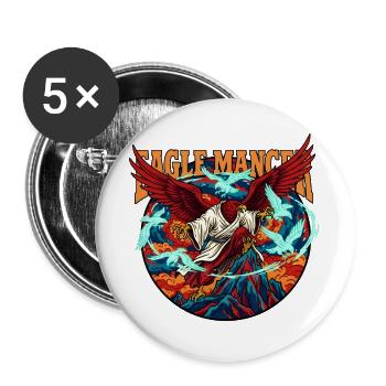 Aigle Mancer, Mystic, Oiseau de proie, Sorcier - Lot de 5 grands badges (56 mm) - blanc - Devant