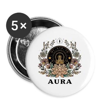 Aura Lotus Mandala - Buttons large 2.2''/56 mm (5-pack) - white - Front