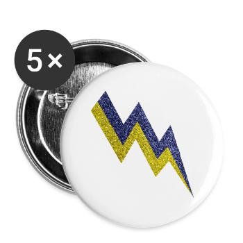 Goldener und blauer funkelnder Blitz - Buttons groß 56 mm (5er Pack) - Weiß - Vorne