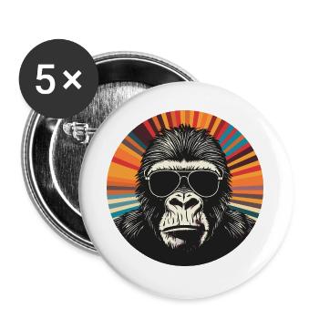 Gorilla Retro Sunglasses Pop Art - Lot de 5 grands badges (56 mm) - blanc - Devant