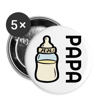 Announcing Baby - Dad 2026 Baby Bottle - Buttons large 2.2''/56 mm (5-pack) - white - Front