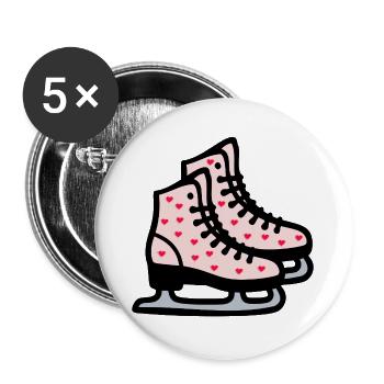 Valentinstag Schlittschuhlaufen - Buttons groß 56 mm (5er Pack) - Weiß - Vorne