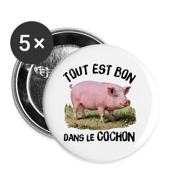 Im Pig ist alles gut! - Buttons groß 56 mm (5er Pack) - Weiß - Vorne