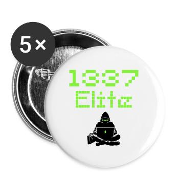 1337 Elite Hacker Squad, Leet Hacker - Buttons groß 56 mm (5er Pack) - Weiß - Vorne