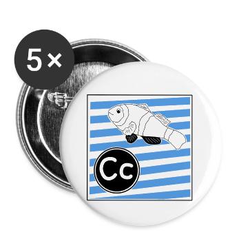 C for Clownfish - Buttons large 2.2''/56 mm (5-pack) - white - Front