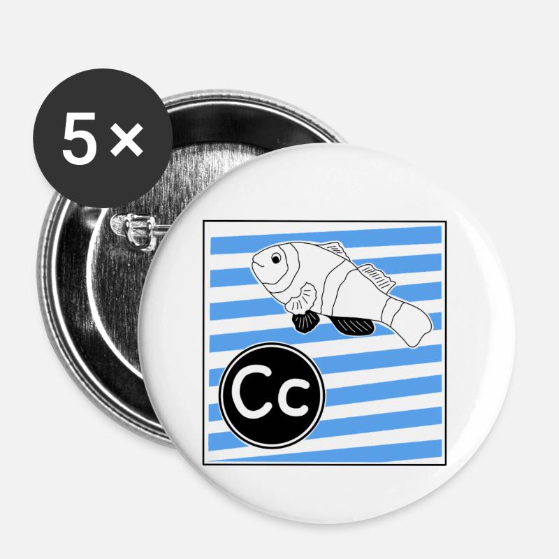 C for Clownfish - Buttons large 2.2''/56 mm (5-pack) - white