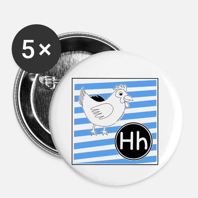 H for Chicken - Buttons large 2.2''/56 mm (5-pack) - white