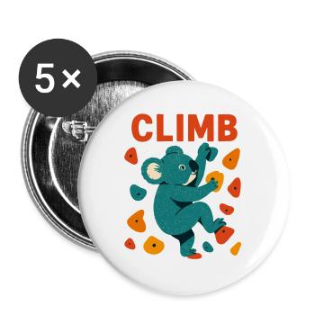 Cadeau d’escalade d’escalade de coala koala de bloc - Lot de 5 grands badges (56 mm) - blanc - Devant