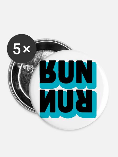 Running Run Typografie - Buttons groß 56 mm (5er Pack) - Weiß