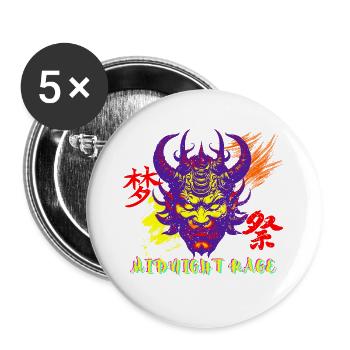 Midnight Rage Glitch Oni Face Style Urbain - Lot de 5 grands badges (56 mm) - blanc - Devant