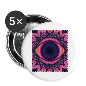Psychedelic Eye Mandala - Lot de 5 grands badges (56 mm) - blanc - Devant