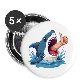 Bonne chance à l’humour de requin - Lot de 5 grands badges (56 mm) - blanc - Devant