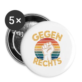 Gegen Rechts - Funny Antifa Spruch - Buttons groß 56 mm (5er Pack) - Weiß - Vorne