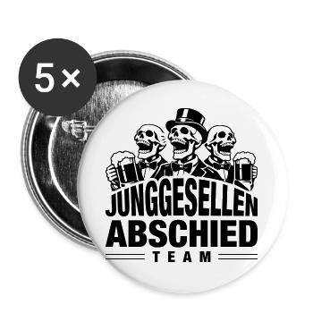 Junggesellenabschied Team Skelett Bier - Buttons groß 56 mm (5er Pack) - Weiß - Vorne