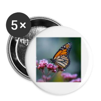Monarch Butterfly Macro - Buttons large 2.2''/56 mm (5-pack) - white - Front