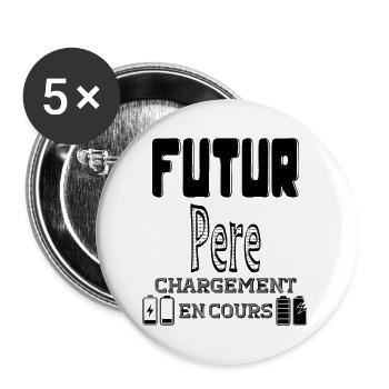 Zukünftiger Vater lädt in Bearbeitung - Buttons groß 56 mm (5er Pack) - Weiß - Vorne