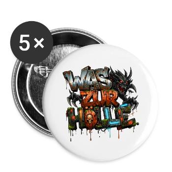 Enfer, Diables & Démons Graffiti urbain de rue - Lot de 5 grands badges (56 mm) - blanc - Devant