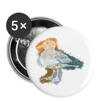 Zentangle-Möwe - Buttons groß 56 mm (5er Pack) - Weiß - Vorne