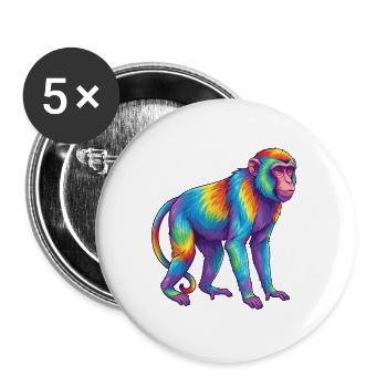 Bunte Affen-Regenbogen-Pop-Art-Aquarell - Buttons groß 56 mm (5er Pack) - Weiß - Vorne