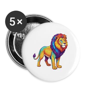 Colorful Lion Rainbow Pop Art Watercolor - Buttons large 2.2''/56 mm (5-pack) - white - Front