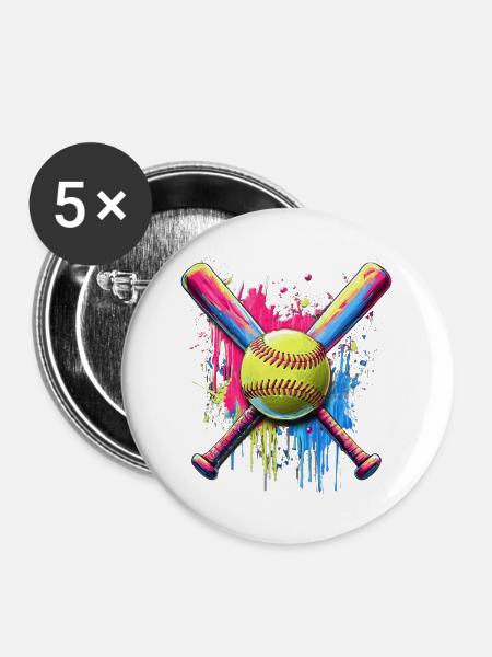 Softball - Buttons groß 56 mm (5er Pack) - Weiß