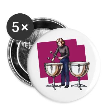 SCHLAGZEUGER #2 – Klang & Bild - Buttons groß 56 mm (5er Pack) - Weiß - Vorne
