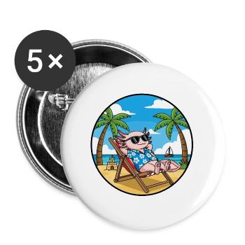 Ambiance estive de vacances à la plage à Axolotl - Lot de 5 grands badges (56 mm) - blanc - Devant