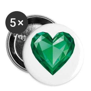 EMERALD HEART – Frieden & Liebe - Buttons groß 56 mm (5er Pack) - Weiß - Vorne