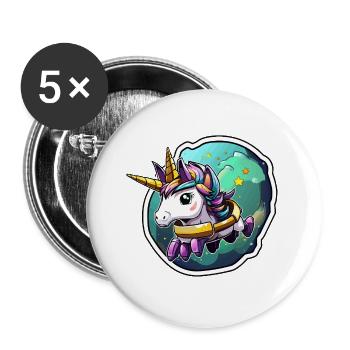 Space Unicorn Star Armor - Buttons large 2.2''/56 mm (5-pack) - white - Front
