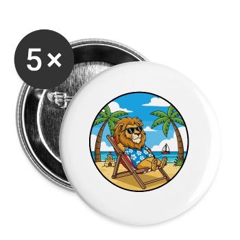 Ambiance estivale cool des vacances à Lion Beach - Lot de 5 grands badges (56 mm) - blanc - Devant