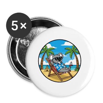 Coole Koala-Strandferien-Sommerstimmung - Buttons groß 56 mm (5er Pack) - Weiß - Vorne