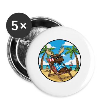 Coole Moose Beach Vacation Summer Vibes - Buttons groß 56 mm (5er Pack) - Weiß - Vorne