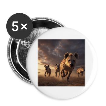 Hyenas Group Savannah Wildlife Design - Buttons large 2.2''/56 mm (5-pack) - white - Front