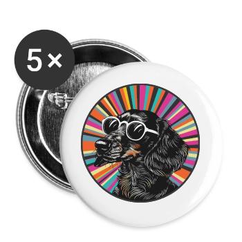 Dog with sunglasses - Buttons large 2.2''/56 mm (5-pack) - white - Front
