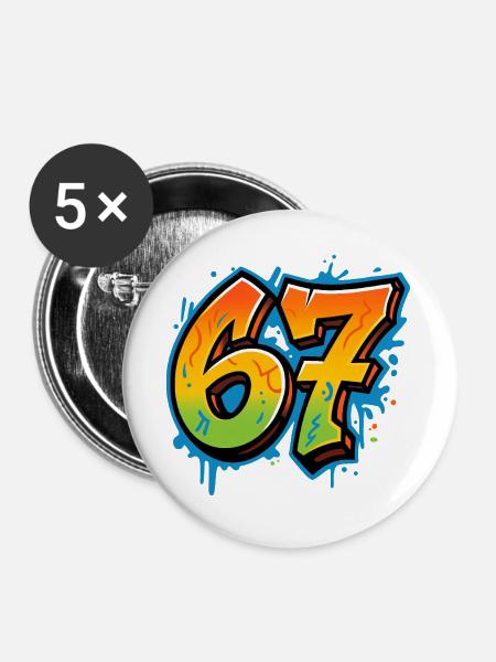 Six Seven Graffity - Buttons groß 56 mm (5er Pack) - Weiß