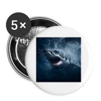 Großer Weißer Hai Angriff Ozean Design Raubfisch - Buttons groß 56 mm (5er Pack) - Weiß - Vorne