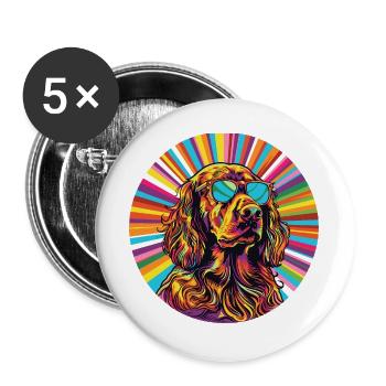 Sunglasses dog in rainbow style - Buttons large 2.2''/56 mm (5-pack) - white - Front
